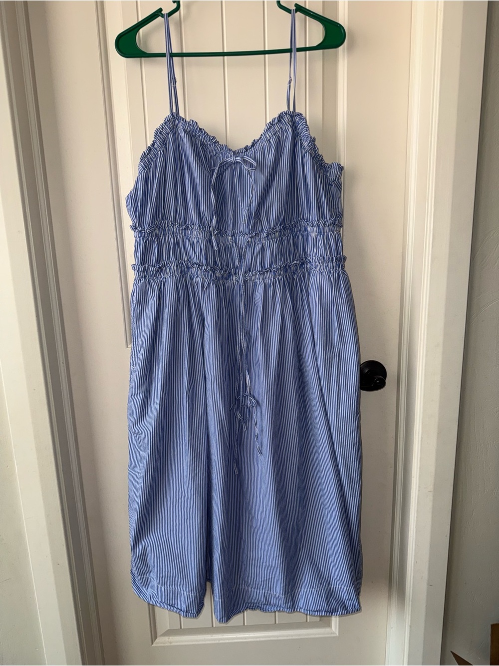 Free Assembly Light Blue Striped Spaghetti Strap Summer Dress